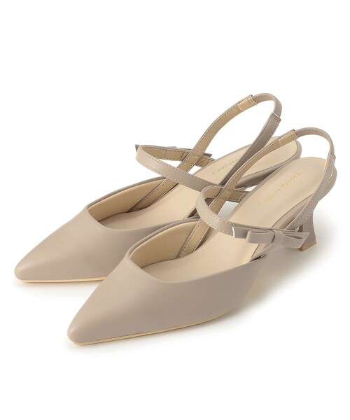 couture brooch（クチュールブローチ）の「◆ストラップ付　バックリボンミュールパンプス（パンプス・レディース・ブラック/ライトグレー・40/30）」の2枚目の写真