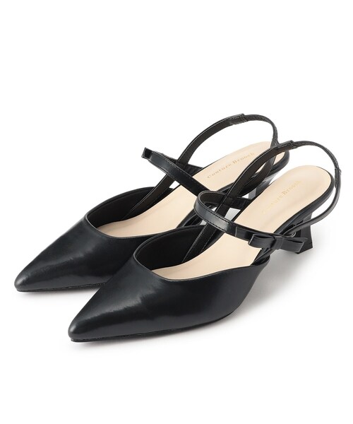 couture brooch（クチュールブローチ）の「◆ストラップ付　バックリボンミュールパンプス（パンプス・レディース・ブラック/ライトグレー・40/30）」の4枚目の写真
