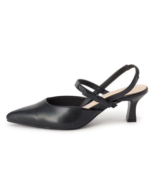 couture brooch（クチュールブローチ）の「◆ストラップ付　バックリボンミュールパンプス（パンプス・レディース・ブラック/ライトグレー・40/30）」の5枚目の写真