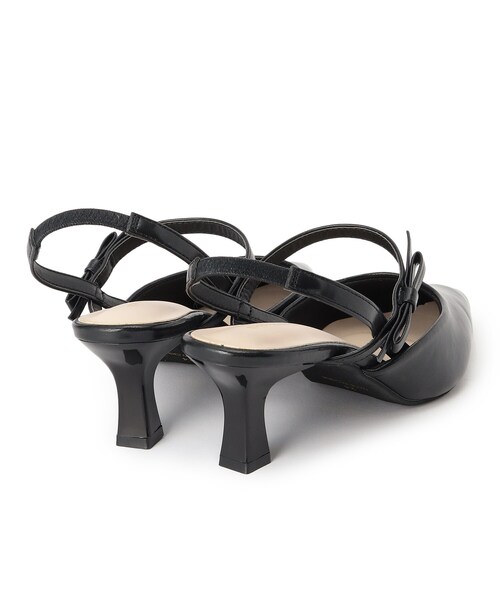 couture brooch（クチュールブローチ）の「◆ストラップ付　バックリボンミュールパンプス（パンプス・レディース・ブラック/ライトグレー・40/30）」の6枚目の写真