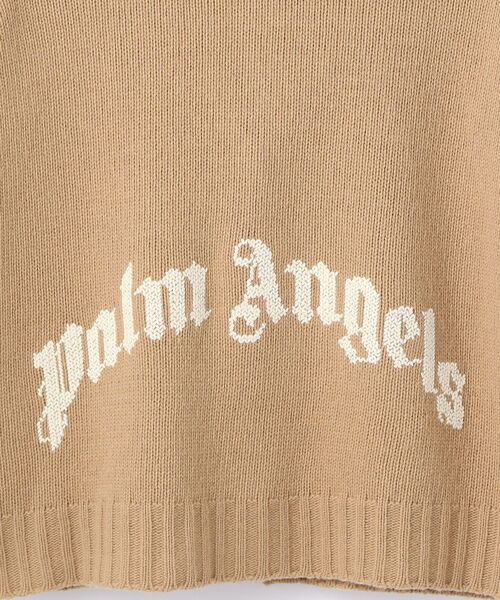 PALM ANGELS ニット フーディー Palm Angels☆モノグラム刺繍ジップニット フーディ