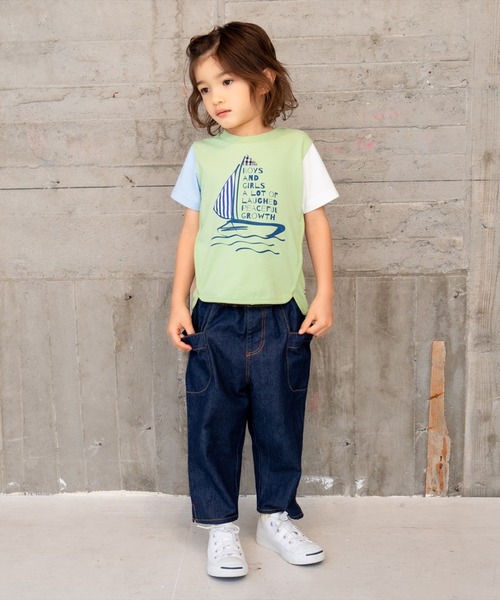 RAGMART（ラグマート）の「配色切り替えプリントTシャツ（Tシャツ/カットソー・キッズ・カーキ/オフホワイト・100cm/130cm/120cm）」の6枚目の写真