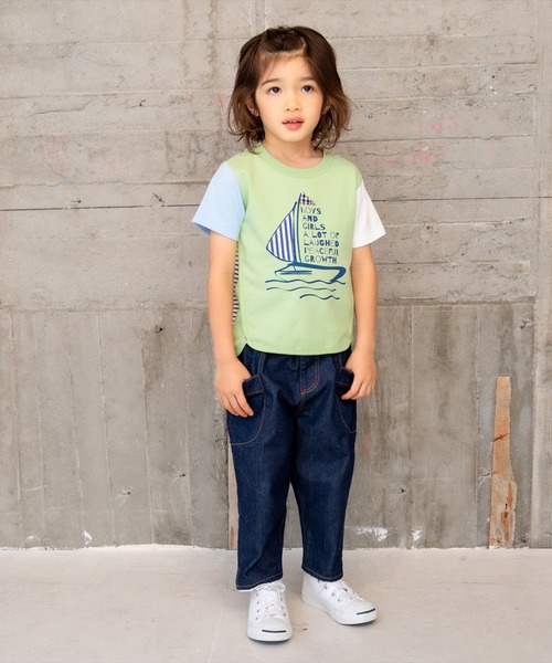 RAGMART（ラグマート）の「配色切り替えプリントTシャツ（Tシャツ/カットソー・キッズ・カーキ/オフホワイト・100cm/130cm/120cm）」の7枚目の写真