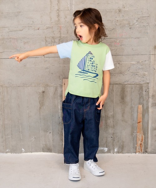 RAGMART（ラグマート）の「配色切り替えプリントTシャツ（Tシャツ/カットソー・キッズ・カーキ/オフホワイト・100cm/130cm/120cm）」の8枚目の写真