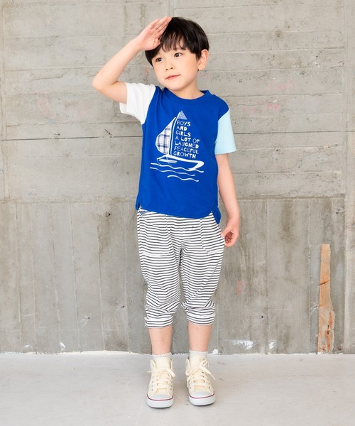 RAGMART（ラグマート）の「配色切り替えプリントTシャツ（Tシャツ/カットソー・キッズ・カーキ/オフホワイト・100cm/130cm/120cm）」の10枚目の写真