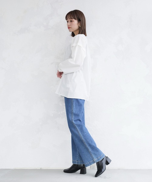 ENNEA(エンネア)の「【2022SS】コットン・リーフレースドッキングギャザーブラウス(シャツ/ブラウス・レディース・ホワイト/ブラック/グリーン・38)」の11枚目の写真