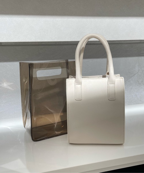 y/m by misato(イムバイミサト)の「クリアトートセットショルダーBAG(ショルダーバッグ・レディース・ブラウン/アイボリー・FREE)」の3枚目の写真