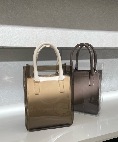 y/m by misato(イムバイミサト)の「クリアトートセットショルダーBAG(ショルダーバッグ・レディース・ブラウン/アイボリー・FREE)」の9枚目の写真