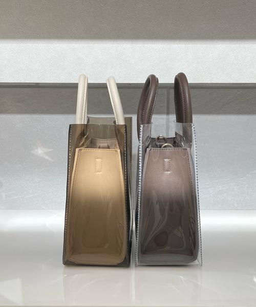 y/m by misato(イムバイミサト)の「クリアトートセットショルダーBAG(ショルダーバッグ・レディース・ブラウン/アイボリー・FREE)」の7枚目の写真