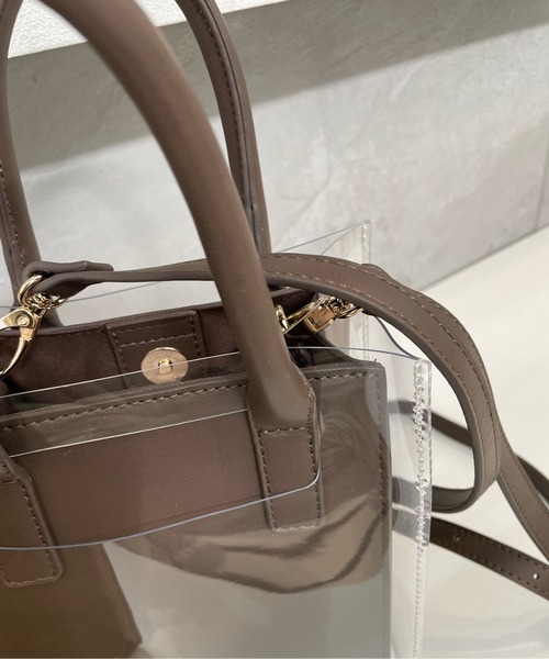 y/m by misato(イムバイミサト)の「クリアトートセットショルダーBAG(ショルダーバッグ・レディース・ブラウン/アイボリー・FREE)」の5枚目の写真