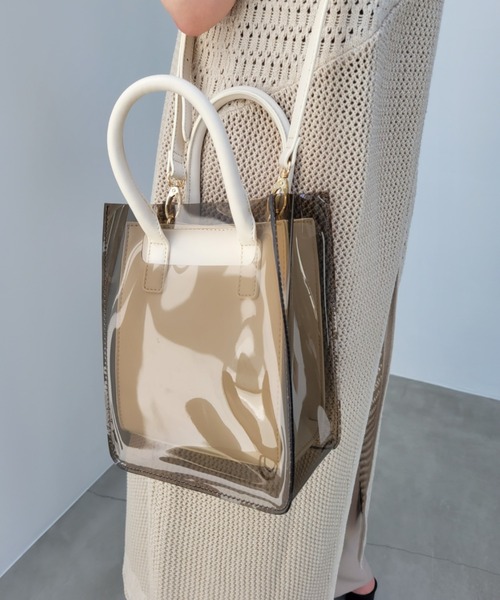 y/m by misato(イムバイミサト)の「クリアトートセットショルダーBAG(ショルダーバッグ・レディース・ブラウン/アイボリー・FREE)」の21枚目の写真