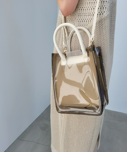y/m by misato(イムバイミサト)の「クリアトートセットショルダーBAG(ショルダーバッグ・レディース・ブラウン/アイボリー・FREE)」の14枚目の写真