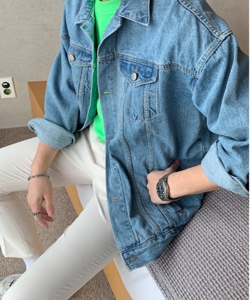ASCLO(エジュクロ)の「ASCLO Perfect Ader Overfit Denim Jacket(デニムジャケット・メンズ・ライトブルー/ダークブルー・FREE)」の15枚目の写真