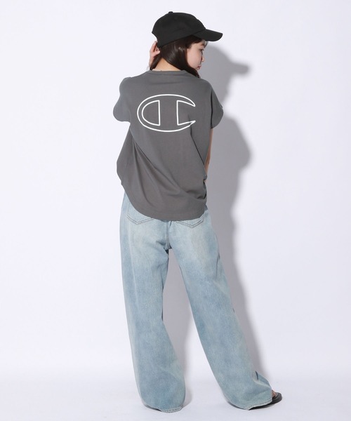 repipi armario（レピピ アルマリオ）の「☆champion×repipi☆ロゴシシュウフレンチスリーブTシャツ（Tシャツ/カットソー・キッズ・サックスブルー/アイボリー/スミクロ・SMALL/MEDIUM/LARGE）」の16枚目の写真