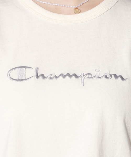 repipi armario（レピピ アルマリオ）の「☆champion×repipi☆ロゴシシュウフレンチスリーブTシャツ（Tシャツ/カットソー・キッズ・サックスブルー/アイボリー/スミクロ・SMALL/MEDIUM/LARGE）」の10枚目の写真