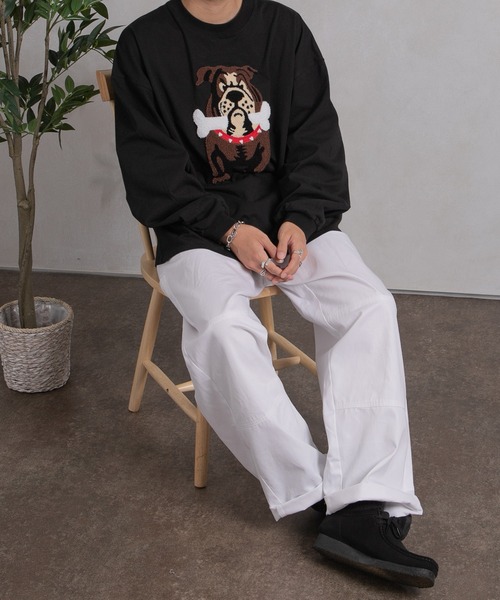 kutir（クティール）の「ブルドッグ刺繍ロンＴ（Tシャツ/カットソー・メンズ・ブラック/ホワイト/ダークブラウン・MEDIUM/LARGE）」の17枚目の写真