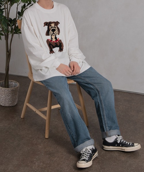kutir（クティール）の「ブルドッグ刺繍ロンＴ（Tシャツ/カットソー・メンズ・ブラック/ホワイト/ダークブラウン・MEDIUM/LARGE）」の16枚目の写真