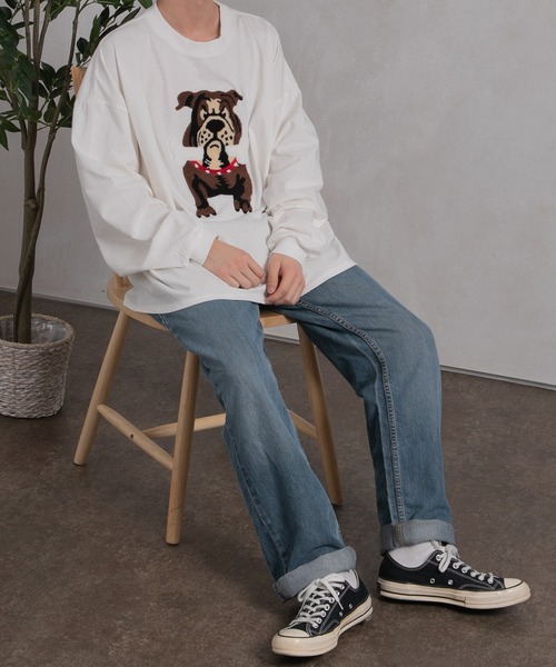 kutir（クティール）の「ブルドッグ刺繍ロンＴ（Tシャツ/カットソー・メンズ・ブラック/ホワイト/ダークブラウン・MEDIUM/LARGE）」の19枚目の写真