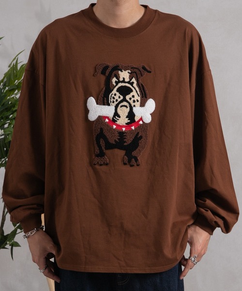 kutir（クティール）の「ブルドッグ刺繍ロンＴ（Tシャツ/カットソー・メンズ・ブラック/ホワイト/ダークブラウン・MEDIUM/LARGE）」の21枚目の写真