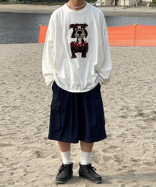 kutir（クティール）の「ブルドッグ刺繍ロンＴ（Tシャツ/カットソー・メンズ・ブラック/ホワイト/ダークブラウン・MEDIUM/LARGE）」の8枚目の写真