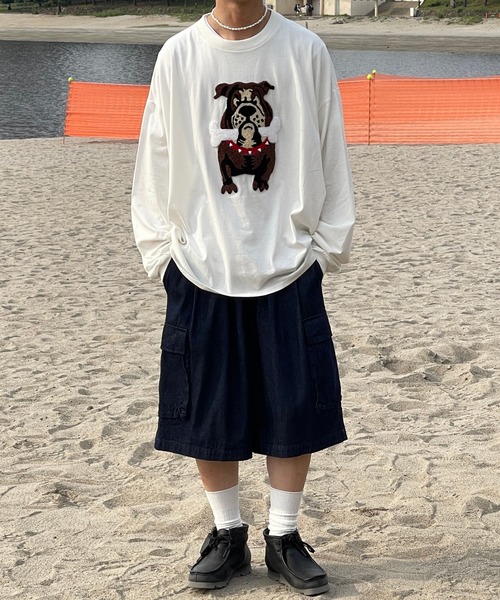 kutir（クティール）の「ブルドッグ刺繍ロンＴ（Tシャツ/カットソー・メンズ・ブラック/ホワイト/ダークブラウン・MEDIUM/LARGE）」の9枚目の写真