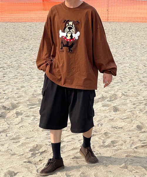 kutir（クティール）の「ブルドッグ刺繍ロンＴ（Tシャツ/カットソー・メンズ・ブラック/ホワイト/ダークブラウン・MEDIUM/LARGE）」の10枚目の写真