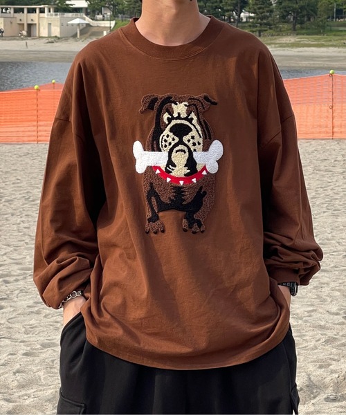 kutir（クティール）の「ブルドッグ刺繍ロンＴ（Tシャツ/カットソー・メンズ・ブラック/ホワイト/ダークブラウン・MEDIUM/LARGE）」の11枚目の写真