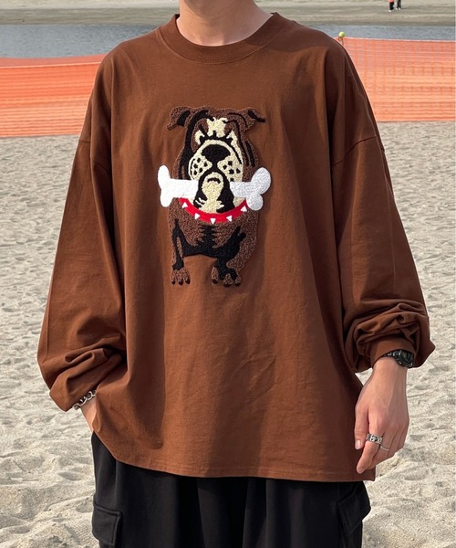 kutir（クティール）の「ブルドッグ刺繍ロンＴ（Tシャツ/カットソー・メンズ・ブラック/ホワイト/ダークブラウン・MEDIUM/LARGE）」の12枚目の写真