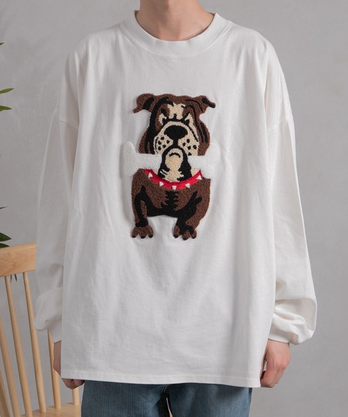 kutir（クティール）の「ブルドッグ刺繍ロンＴ（Tシャツ/カットソー・メンズ・ブラック/ホワイト/ダークブラウン・MEDIUM/LARGE）」の13枚目の写真