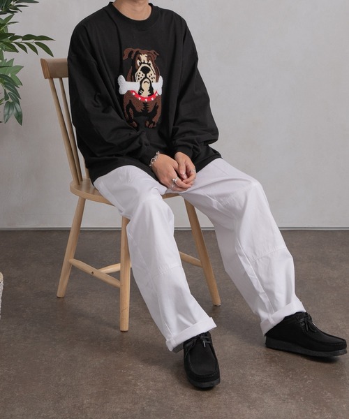 kutir（クティール）の「ブルドッグ刺繍ロンＴ（Tシャツ/カットソー・メンズ・ブラック/ホワイト/ダークブラウン・MEDIUM/LARGE）」の14枚目の写真