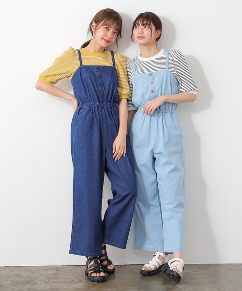 Honeys（ハニーズ）の「デニムオールインワン（つなぎ/オールインワン・レディース・インディゴブルー/ブルー/ブルー系その他・S/M/L）」の8枚目の写真