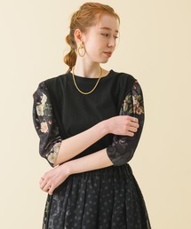 Paradise Picnic | FOR THE PEOPLE リーフフラワープリントパフT(Tシャツ/カットソー)