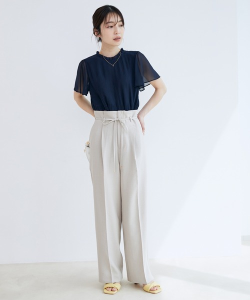 【セットアップ対応】リネンライクハイウエストワイドパンツ【sustainable】