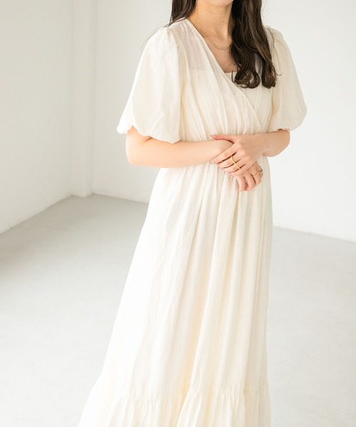 Heather(ヘザー)の「バックシャンカシュクールワンピース(半袖) 280087(ワンピース・レディース・アイボリー/ブラック/ブラウン/レッド系その他・FREE)」の8枚目の写真