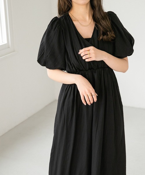 Heather(ヘザー)の「バックシャンカシュクールワンピース(半袖) 280087(ワンピース・レディース・アイボリー/ブラック/ブラウン/レッド系その他・FREE)」の12枚目の写真