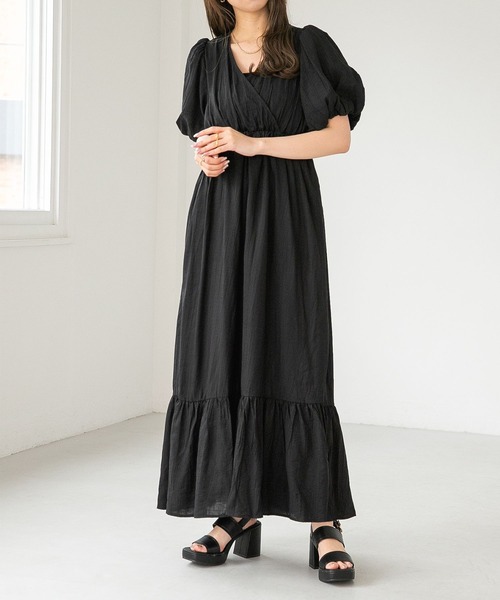 Heather(ヘザー)の「バックシャンカシュクールワンピース(半袖) 280087(ワンピース・レディース・アイボリー/ブラック/ブラウン/レッド系その他・FREE)」の14枚目の写真