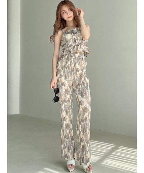 RESEXXY（リゼクシー）の「ニュアンスパターンプリーツパンツ【セットアップ着用可能】（その他パンツ・レディース・オレンジ/ブルー・FREE）」の3枚目の写真