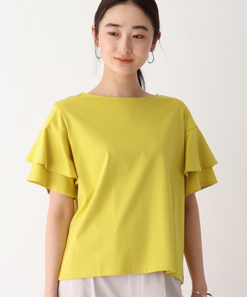 OPAQUE.CLIP（オペークドットクリップ）の「◆アイスクリアコットン ペタルスリーブカットソー【WEB限定サイズ】（Tシャツ/カットソー・レディース・ホワイト系/ブラック/マスタード/ブラウン系その他・36/38/40/42）」の5枚目の写真