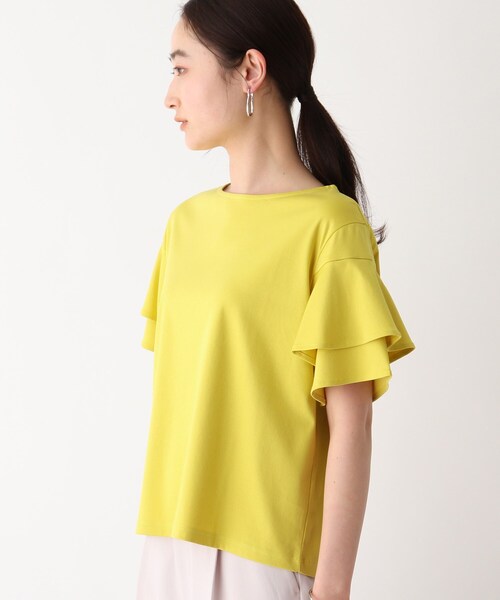 OPAQUE.CLIP（オペークドットクリップ）の「◆アイスクリアコットン ペタルスリーブカットソー【WEB限定サイズ】（Tシャツ/カットソー・レディース・ホワイト系/ブラック/マスタード/ブラウン系その他・36/38/40/42）」の6枚目の写真