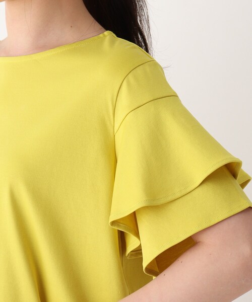 OPAQUE.CLIP（オペークドットクリップ）の「◆アイスクリアコットン ペタルスリーブカットソー【WEB限定サイズ】（Tシャツ/カットソー・レディース・ホワイト系/ブラック/マスタード/ブラウン系その他・36/38/40/42）」の9枚目の写真