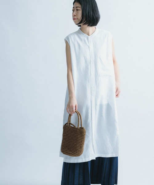 FORK&SPOON(フォークアンドスプーン)の「FORK&SPOON ノースリーブロングシャツ(シャツ/ブラウス・レディース・オフホワイト/ブラック/オレンジ・ONE)」の4枚目の写真