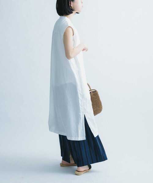 FORK&SPOON(フォークアンドスプーン)の「FORK&SPOON ノースリーブロングシャツ(シャツ/ブラウス・レディース・オフホワイト/ブラック/オレンジ・ONE)」の6枚目の写真