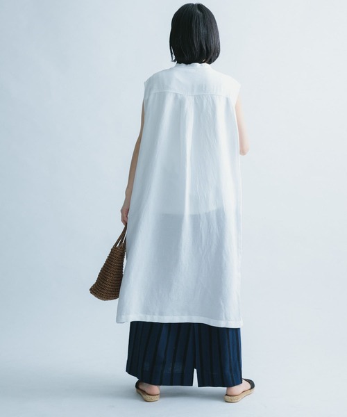 FORK&SPOON(フォークアンドスプーン)の「FORK&SPOON ノースリーブロングシャツ(シャツ/ブラウス・レディース・オフホワイト/ブラック/オレンジ・ONE)」の7枚目の写真