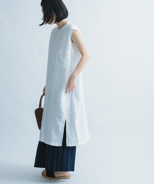 FORK&SPOON(フォークアンドスプーン)の「FORK&SPOON ノースリーブロングシャツ(シャツ/ブラウス・レディース・オフホワイト/ブラック/オレンジ・ONE)」の8枚目の写真