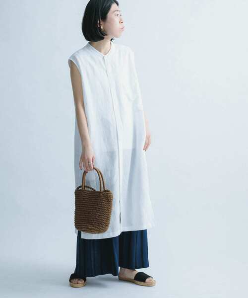 FORK&SPOON(フォークアンドスプーン)の「FORK&SPOON ノースリーブロングシャツ(シャツ/ブラウス・レディース・オフホワイト/ブラック/オレンジ・ONE)」の9枚目の写真