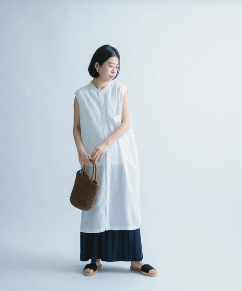 FORK&SPOON(フォークアンドスプーン)の「FORK&SPOON ノースリーブロングシャツ(シャツ/ブラウス・レディース・オフホワイト/ブラック/オレンジ・ONE)」の10枚目の写真