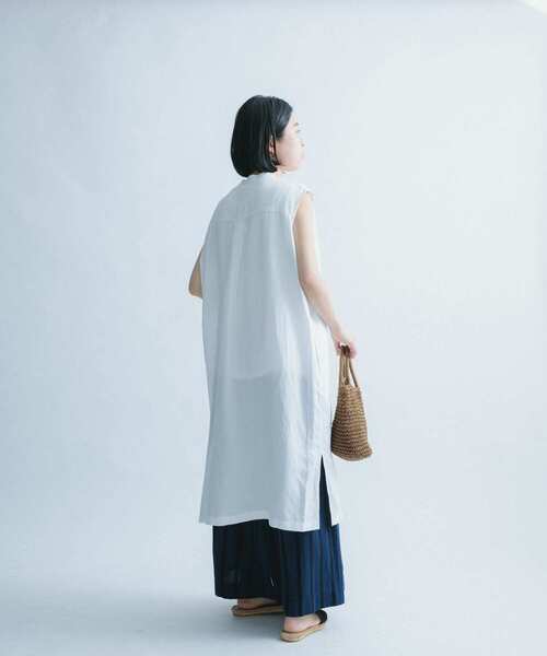 FORK&SPOON(フォークアンドスプーン)の「FORK&SPOON ノースリーブロングシャツ(シャツ/ブラウス・レディース・オフホワイト/ブラック/オレンジ・ONE)」の11枚目の写真