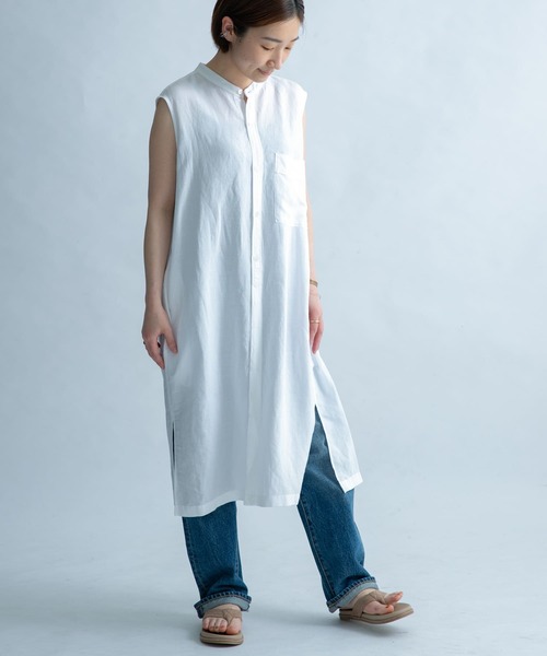 FORK&SPOON(フォークアンドスプーン)の「FORK&SPOON ノースリーブロングシャツ(シャツ/ブラウス・レディース・オフホワイト/ブラック/オレンジ・ONE)」の17枚目の写真