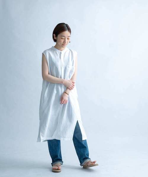 FORK&SPOON(フォークアンドスプーン)の「FORK&SPOON ノースリーブロングシャツ(シャツ/ブラウス・レディース・オフホワイト/ブラック/オレンジ・ONE)」の18枚目の写真