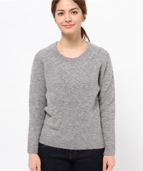 OUTLET（アウトレット）の「【DouDou】クルーネックニットプルオーバー（ニット/セーター・レディース・ホワイト/ブルー/グレー・FREE）」の4枚目の写真